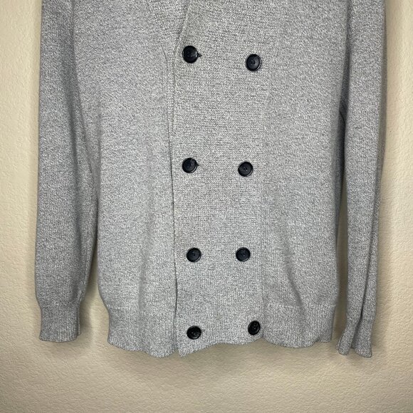 H&M Grey Cotton Double Breasted Collared Knit Cardigan Sweater Size M - Picture 3 of 13